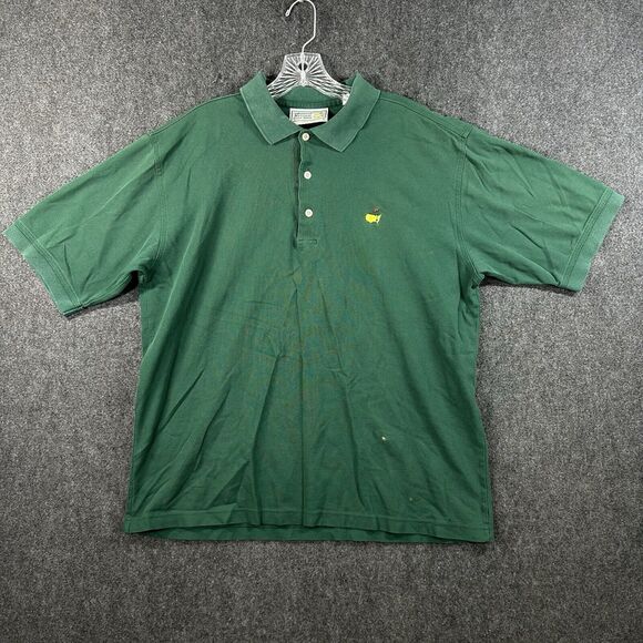 The Masters Augusta National Golf Shop Polo Men's Large Green Collared FLAWS - Picture 1 of 9